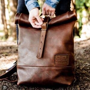Portland Leather Roll Top Backpack